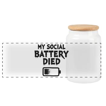 Déclaration d’introverti sur ma batterie sociale est morte - Boîte à biscuits avec couvercle en bois - blanc - Devant