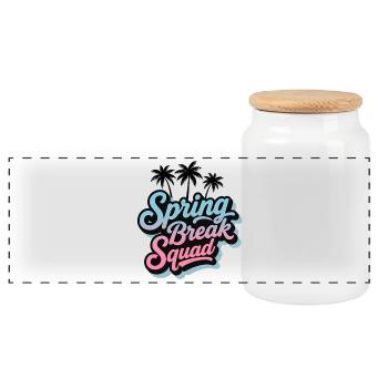 Spring Break Squad Palm Trees Tropical Holiday Party - Panoramic Cookie Jar with Wooden Lid - white - Front