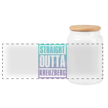 Straight outta Kreuzberg - Panoramic Cookie Jar with Wooden Lid - white - Front