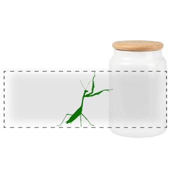 Praying mantis green - Panoramic Cookie Jar with Wooden Lid - white - Front