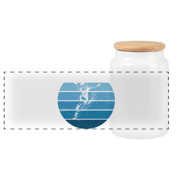 Vintage Handball Design for Women's Handball - Panoramic Cookie Jar with Wooden Lid - white - Front