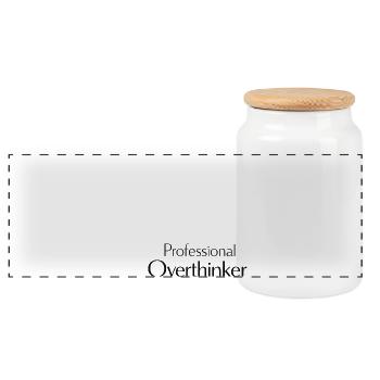 professional overthinker saying - Panoramic Cookie Jar with Wooden Lid - white - Front