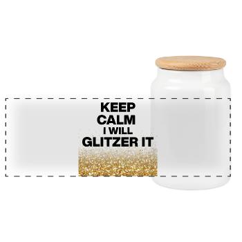 KEEP CALM, I WILL GLITZER IT! DIY Queens, Positive - Panorama Keksdose mit Holzdeckel - Weiß - Vorne