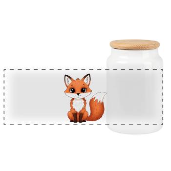 Süßer Fuchs im Cartoonstil - Panorama Keksdose mit Holzdeckel - Weiß - Vorne