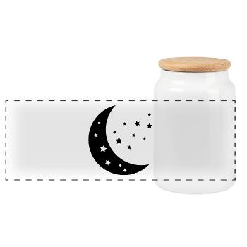 Mond und Sterne - Panorama Keksdose mit Holzdeckel - Weiß - Vorne