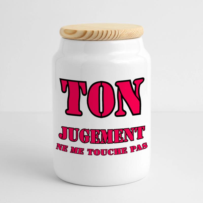 YOUR JUDGMENT DOES NOT AFFECT ME. Panoramic Cookie Jar with Wooden Lid