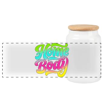 Homebody / Stubenhocker / Daheim / Zuhause / Home - Boîte à biscuits avec couvercle en bois - blanc - Devant
