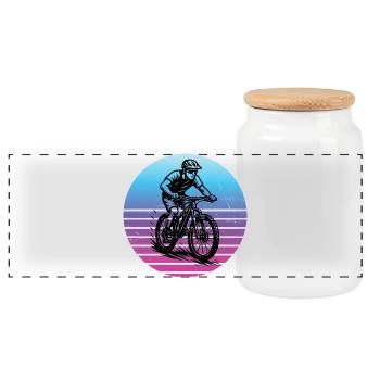 A must-have for real mountain biking - Panoramic Cookie Jar with Wooden Lid - white - Front