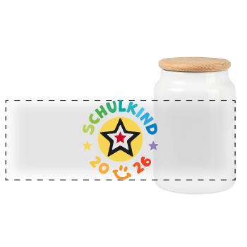 School Child 2026 School Enrollment Back to School - Panoramic Cookie Jar with Wooden Lid - white - Front