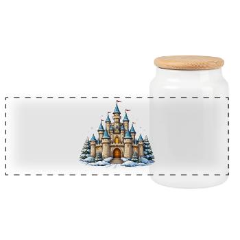 Fantasme du château d’hiver - Boîte à biscuits avec couvercle en bois - blanc - Devant