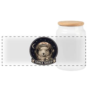Astronaute mouton de l’espace - Boîte à biscuits avec couvercle en bois - blanc - Devant