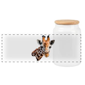 Tête de girafe - Boîte à biscuits avec couvercle en bois - blanc - Devant