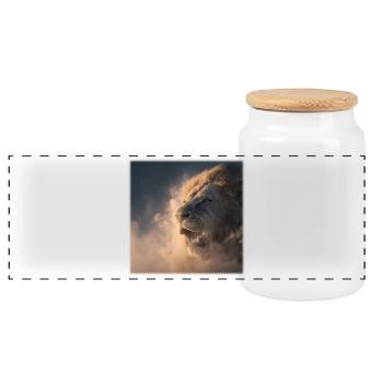 Lion des Nuages – Force Royale - Boîte à biscuits avec couvercle en bois - blanc - Devant
