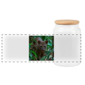 Fossa rare – Chasse silencieuse dans la forêt tropicale - Boîte à biscuits avec couvercle en bois - blanc - Devant