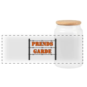 TAKE CARE. - Panoramic Cookie Jar with Wooden Lid - white - Front