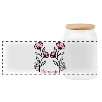 Mommy Flowers - Panoramic Cookie Jar with Wooden Lid - white - Front