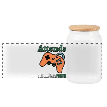 Attends Je Finis Ma Partie - Boîte à biscuits avec couvercle en bois - blanc - Devant