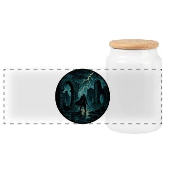 Storm Ruins Warriors - Panoramic Cookie Jar with Wooden Lid - white - Front