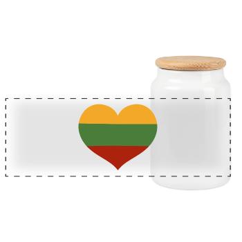 Drapeau du Cœur lituanien - Boîte à biscuits avec couvercle en bois - blanc - Devant
