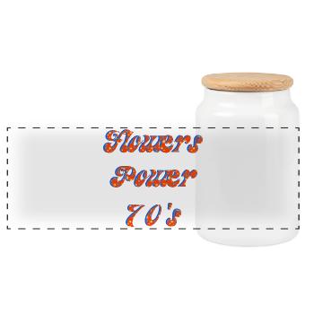 Flower Power 70er | Groovy Retro Orange - Panorama Keksdose mit Holzdeckel - Weiß - Vorne