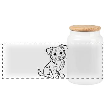 Style Dog Line Pretty Puppy - Boîte à biscuits avec couvercle en bois - blanc - Devant