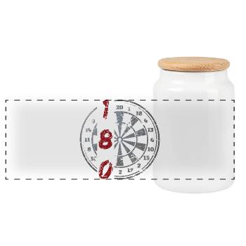 Darts 180 Vintage Dartboard - Panoramic Cookie Jar with Wooden Lid - white - Front