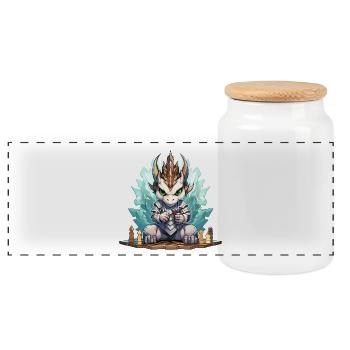 Couronne de Cristal du Chevalier Dragon de Glace - Boîte à biscuits avec couvercle en bois - blanc - Devant