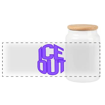 I C E Out Neon Block - Panoramic Cookie Jar with Wooden Lid - white - Front