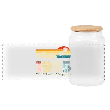 1995 Vintage - Panorama Keksdose mit Holzdeckel - Weiß - Vorne