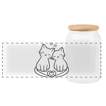 Cute Cat Couple Love | Sweet Romance - Panorama Keksdose mit Holzdeckel - Weiß - Vorne