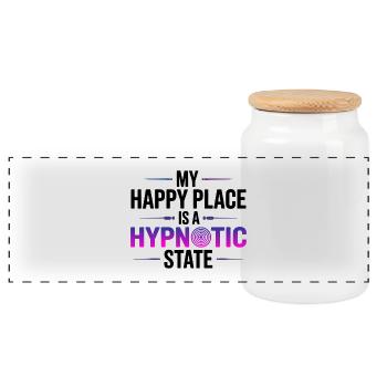Hypnotiseur Mein Glücksort ist ein Hypnotischer Zustandsprofi - Panorama Keksdose mit Holzdeckel - Weiß - Vorne