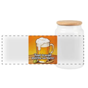 Every job deserves its beer - Panoramic Cookie Jar with Wooden Lid - white - Front