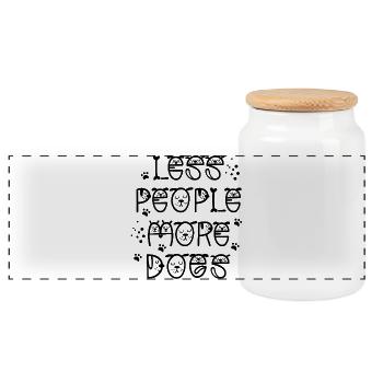 Less_people_more_dogs - Panoramic Cookie Jar with Wooden Lid - white - Front