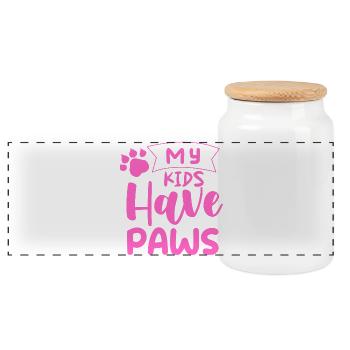 my_kids_have_paws - Panoramic Cookie Jar with Wooden Lid - white - Front