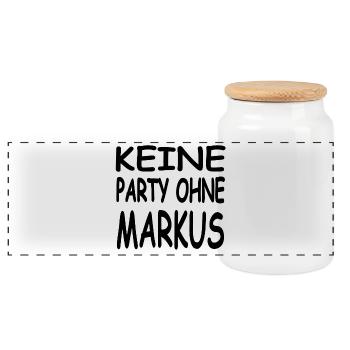 Markus - Panoramic Cookie Jar with Wooden Lid - white - Front