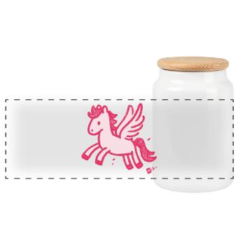 Croquis de la licorne rose du poney ailé - Boîte à biscuits avec couvercle en bois - blanc - Devant