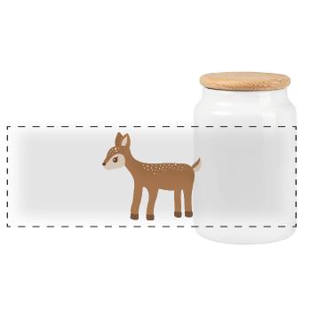 Fawn Dots Woodland Charm - Panoramic Cookie Jar with Wooden Lid - white - Front