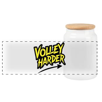 Volley Harder Padel Tennis Power Spruch - Panorama Keksdose mit Holzdeckel - Weiß - Vorne