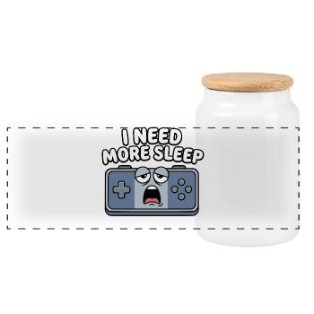 Lack of Sleep Gaming Controller - Panoramic Cookie Jar with Wooden Lid - white - Front