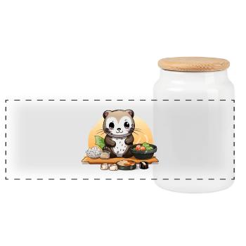 Festival de sushi de la loutre - Boîte à biscuits avec couvercle en bois - blanc - Devant