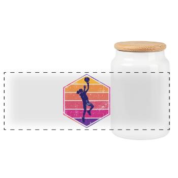 Basketball player - Panoramic Cookie Jar with Wooden Lid - white - Front