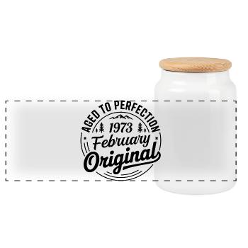 February 1973 – Legend of the Peaks and Mountains - Panoramic Cookie Jar with Wooden Lid - white - Front