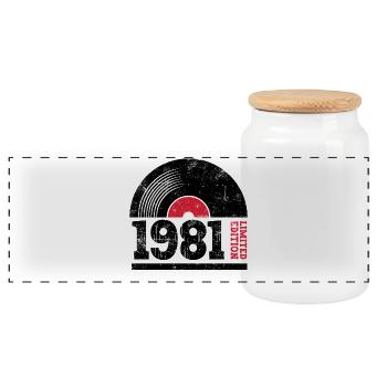 Vintage 1981 - Panorama Keksdose mit Holzdeckel - Weiß - Vorne