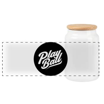 Play Ball Vintage-Skript - Panorama Keksdose mit Holzdeckel - Weiß - Vorne