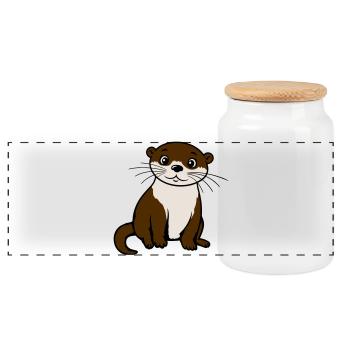 Loutre mignonne Kawaii Adore des animaux cadeau - Boîte à biscuits avec couvercle en bois - blanc - Devant