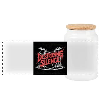 Destroying Silence Drum Graffiti - Panorama Keksdose mit Holzdeckel - Weiß - Vorne