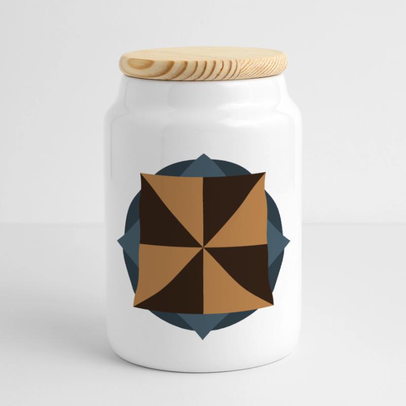 PYRAMID CORE GEOMETRY | Basic Shapes Artwork Panoramic Cookie Jar with Wooden Lid