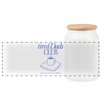 Tired Dads Club Coffee - Panoramic Cookie Jar with Wooden Lid - white - Front