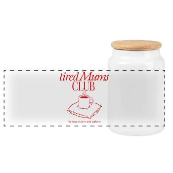 TiredMims Club – KaffeeLiebe - Panoramic Cookie Jar with Wooden Lid - white - Front