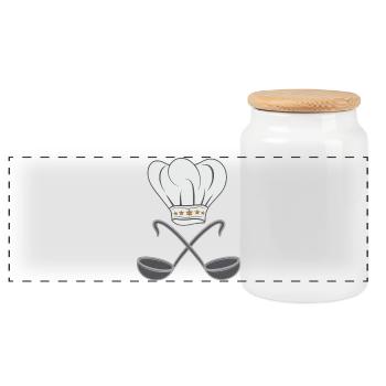 Chapeau de chef, cuillère - Boîte à biscuits avec couvercle en bois - blanc - Devant